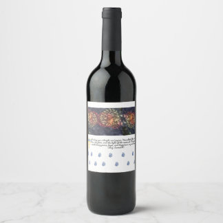 Hanukkah with menorah , blue , minimal wine label