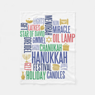 Hanukkah Words Holiday Fleece Blanket