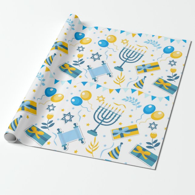 Hanukkah Wrapping Paper (Unrolled)