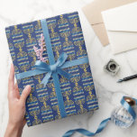 Hanukkah Wrapping Paper<br><div class="desc">Hanukkah gift wrapping paper is shown with a blue menorah print. Matte Shown
Customise this paper or  buy as is.




Stock Image
vecteezy.com</div>