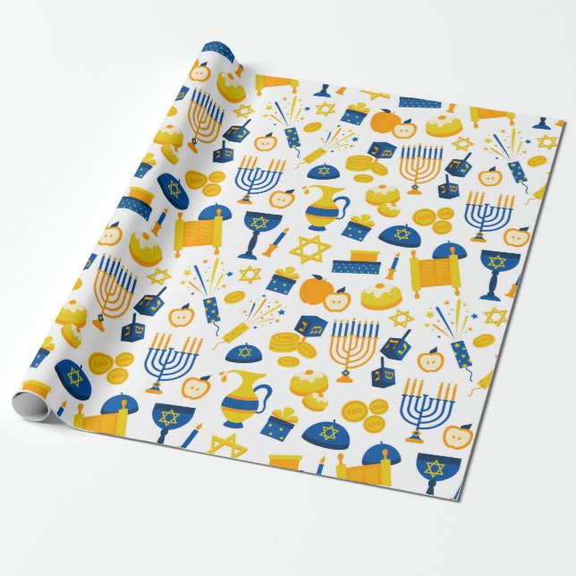Hanukkah Wrapping Paper (Unrolled)
