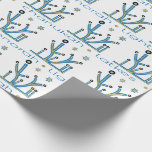 Hanukkah Wrapping Paper "Blue Bling Menorahs"<br><div class="desc">Hanukkah Gift Wrap "Blue Bling Menorahs". Enjoy my newest wrapping paper design. Price varies as you choose between 4 paper types and 5 paper sizes. Thanks for stopping and shopping by. Your business is greatly appreciated. Enjoy!
Chag/Happy Chanukah/Hanukkah!!!</div>