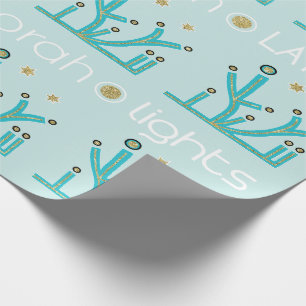 Hanukkah Wrapping Paper "Blue Lights, Latkes"