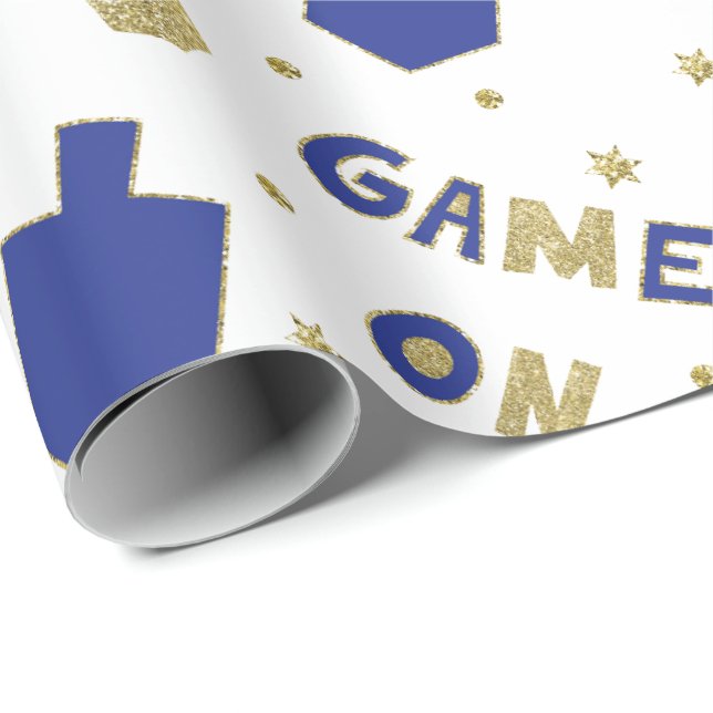 Hanukkah Wrapping Paper Chanukah GAME ON (Roll Corner)