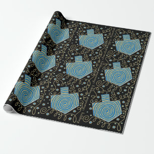 Hanukkah Wrapping Paper "Elegant Dreidels"