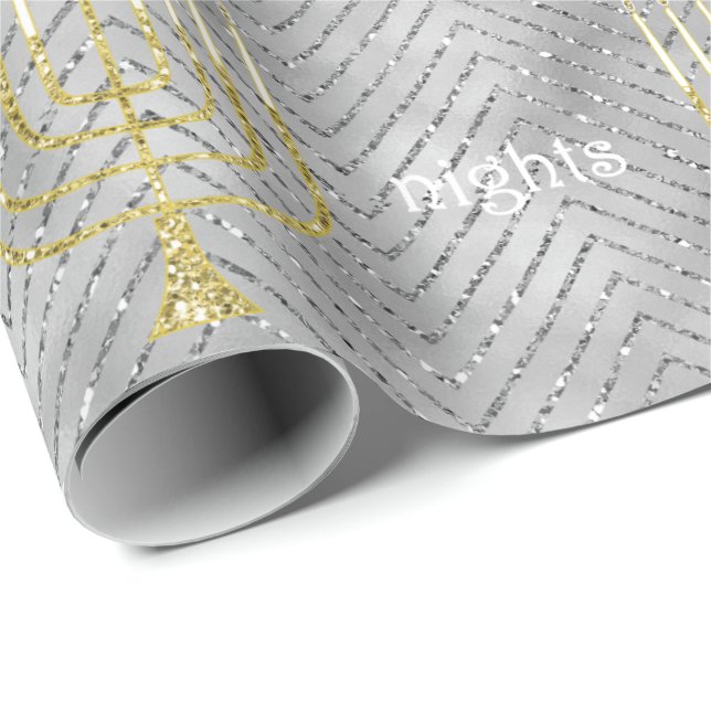 Hanukkah Wrapping Paper "Elegant Menorah" (Roll Corner)