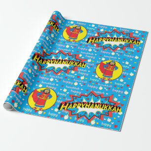 Hanukkah Wrapping Paper "Judah Super Hero"