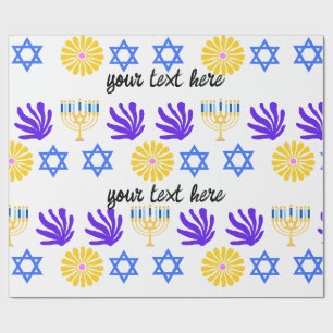 Hanukkah Wrapping Paper – Menorah, Star of David