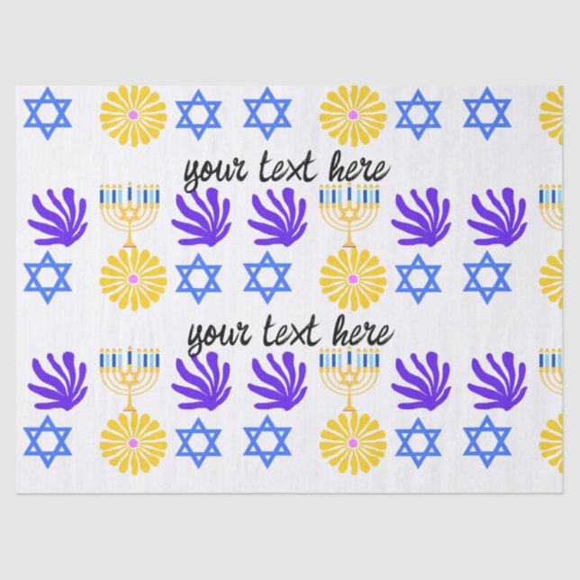 Hanukkah Wrapping Paper – Menorah, Star of David (Front)