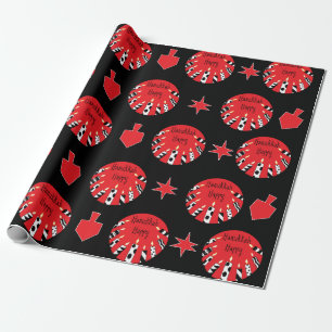 Hanukkah Wrapping Paper "Red, White, Black"