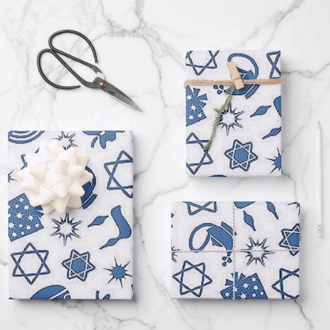 Hanukkah  wrapping paper sheet (Front)