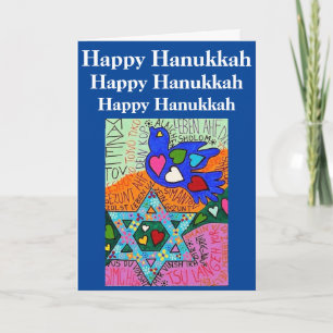 Hanukkah Yiddish Reflection of Hearts & Peace Card
