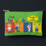 Hanukkah Zeevie and Friends Dreidel Accessory Pouch<br><div class="desc">Hanukkah with Zeevie and Friends, Dreidel Game Pouch. All design elements can be edited. Change editable text using your favourite font style, colour, and size. Fill your pouch with dreidels, and playing treats. Game on!!! Happy Hanukkah! Bag Type: Print Cut Sew Small Accessory Pouch Our pouches come in two sizes...</div>