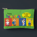 Hanukkah Zeevie and Friends Dreidel Accessory Pouch<br><div class="desc">Hanukkah with Zeevie and Friends, Dreidel Game Pouch. All design elements can be edited. Change editable text using your favourite font style, colour, and size. Fill your pouch with dreidels, and playing treats. Game on!!! Happy Hanukkah! Bag Type: Print Cut Sew Small Accessory Pouch Our pouches come in two sizes...</div>