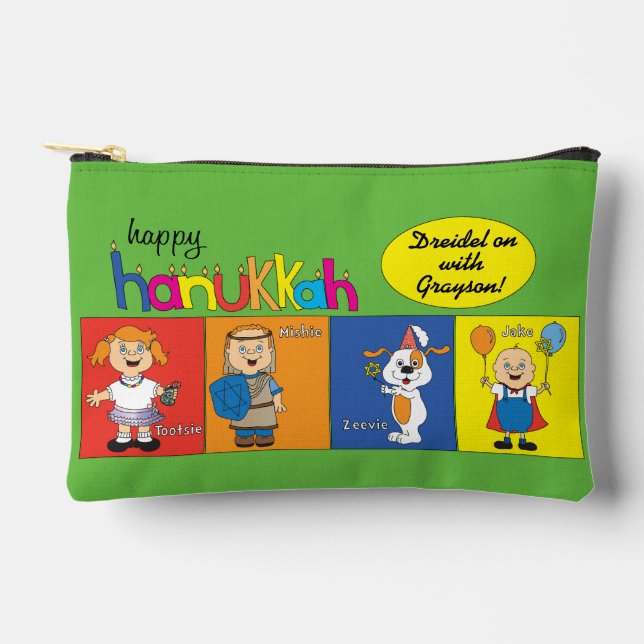Hanukkah Zeevie and Friends Dreidel Accessory Pouch (Front)