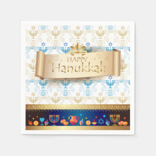 Hanukkiah Happy Hanukkah Jewish dreidel Menorah Napkin