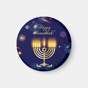 Hanukkiah Happy Hanukkah Jewish Gold Menorah Magnet
