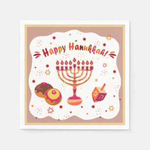 Hanukkiah Happy Hanukkah Jewish Gold Menorah Napkin