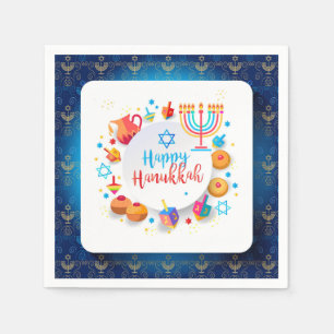 Hanukkiah Happy Hanukkah Jewish Holiday Menorah Napkin