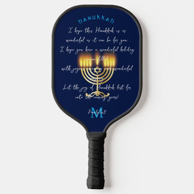 Hanukkiah Happy Hanukkah Jewish Holiday Menorah Pickleball Paddle (Back)