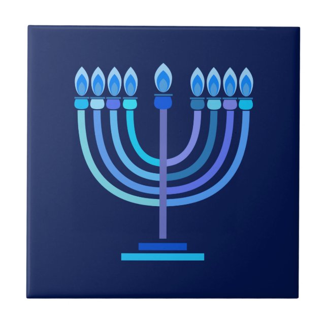 Hanukkiah Happy Hanukkah Jewish Holiday Menorah Tile (Front)