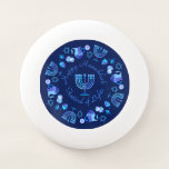 Hanukkiah Happy Hanukkah Jewish Holiday Menorah Wham-O Frisbee<br><div class="desc">Hanukkiah Symbol. Happy Hanukkah Party Jewish Holiday Blue Menorah. Jewish Holiday Chanukkah Decoration with traditional Chanuka decorative symbol - Navy Blue colour hanukkiah menorah, candlestick with candles, star of David and neon blue glowing lights illustration. Hanukkah Festival of lights Event Decoration. Jerusalem, Israel. Sports, Toys & Games > Sports &...</div>