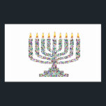 Hanukkiah made with Gemstones Rectangular Sticker<br><div class="desc">Hanukkiah made with Gemstones in all colours and shapes.</div>