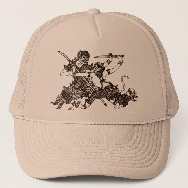 HANUMAN - FIGHTING BUDDHIST & HINDU GODS. TRUCKER HAT (Front)