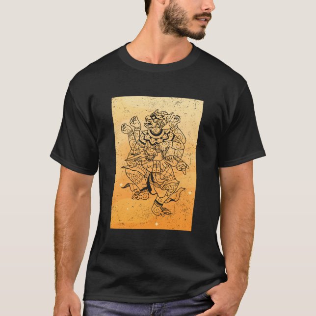 Hanuman Hindu Hinduism Khmer Cambodia Ramayana Mah T-Shirt (Front)