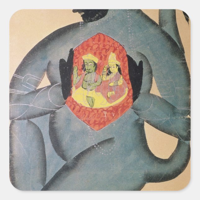 Hanuman revealing Rama and Sita Square Sticker (Front)