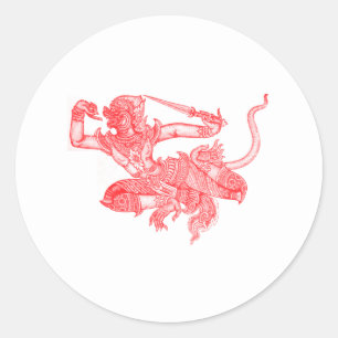 Hanuman Vintage Book Illustration Classic Round Sticker