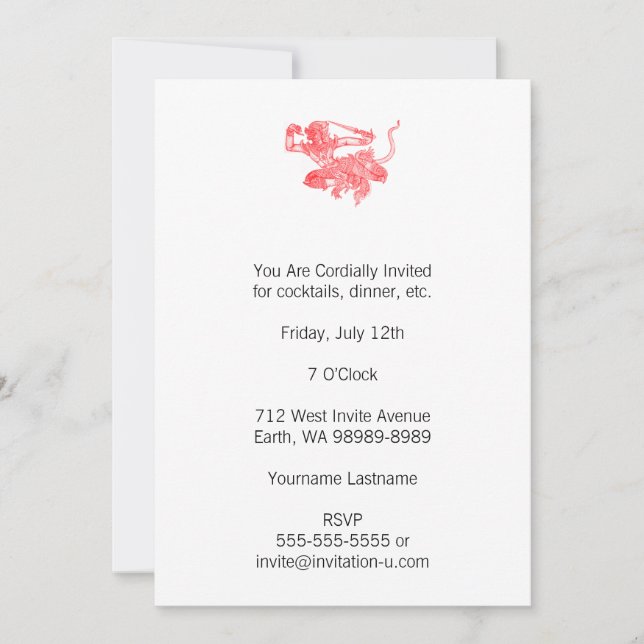 Hanuman Vintage Book Illustration Invitation (Front)