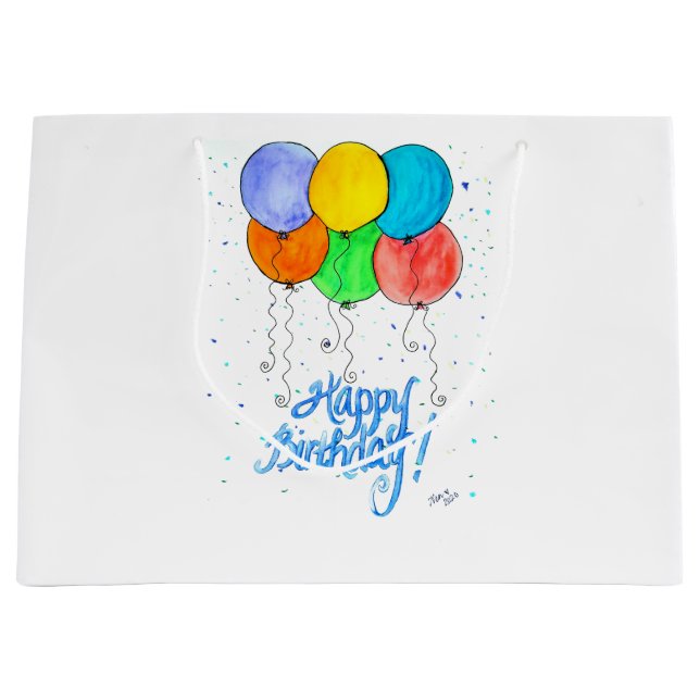 Haooy Birthday Balloons Large Gift Bag (Front)