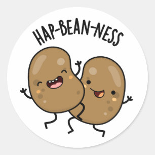 Hap-bean-ness Funny Bean Pun Classic Round Sticker