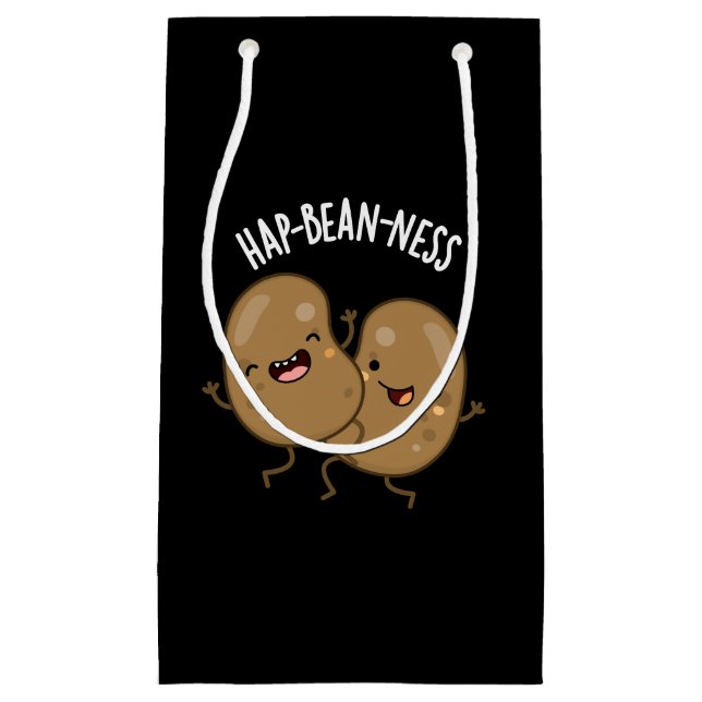 Hap-bean-ness Funny Bean Pun Dark BG Small Gift Bag (Front)