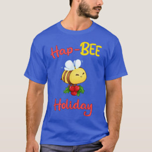 Hap Bee Holiday Cute Bee Carrying Christmas Berry  T-Shirt