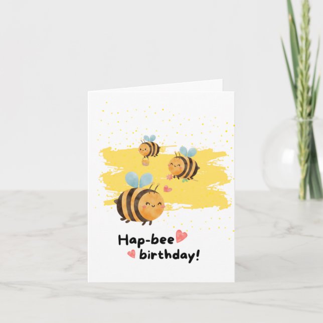 Hap-Bee Puns Birthday Card (Front)