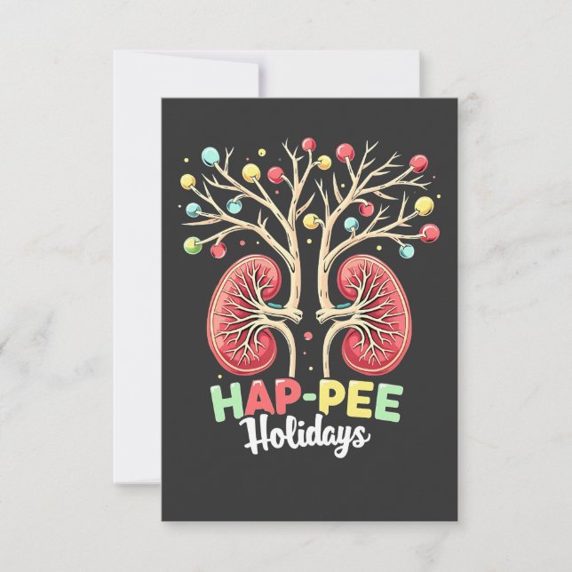 Hap-Pee Holidays Dialysis Kidney Awareness Xmas Thank You Card (Front)