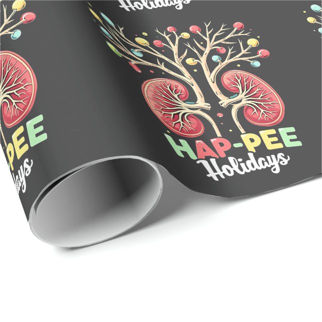 Hap-Pee Holidays Dialysis Kidney Awareness Xmas Wrapping Paper (Roll Corner)