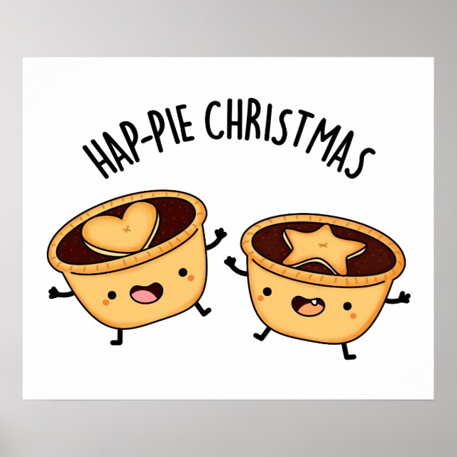 Hap-Pie Christmas Funny Christmas Pie Pun Poster (Front)