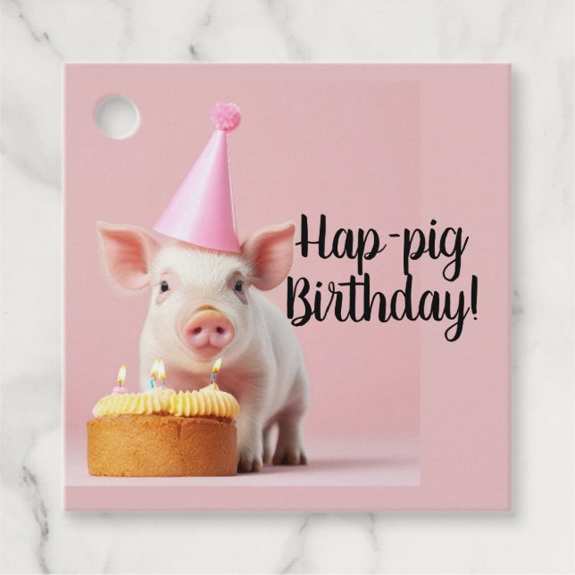 Hap-pig Birthday! Favour Tags (Front)