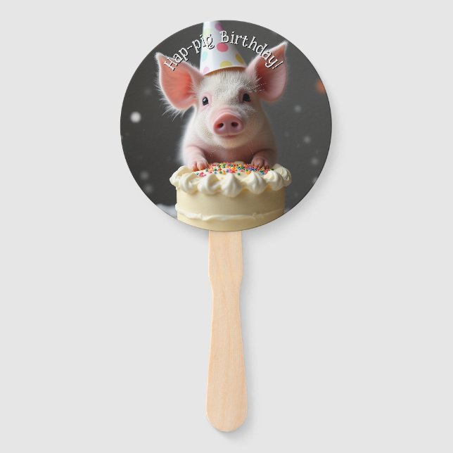Hap pig Birthday Hand Fan (Front)