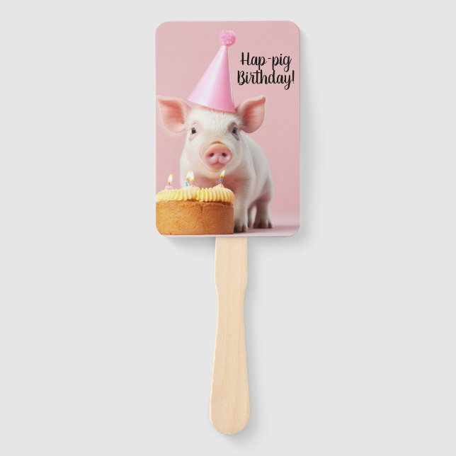 Hap-pig Birthday! Hand Fan (Front)