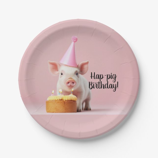 Hap-pig Birthday! Paper Plate (Front)