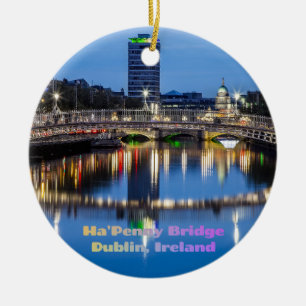 Ha'Penny Bridge, Dublin, Ireland Ceramic Tree Decoration