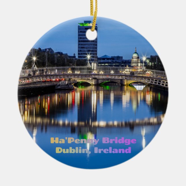 Ha'Penny Bridge, Dublin, Ireland Ceramic Tree Decoration (Front)