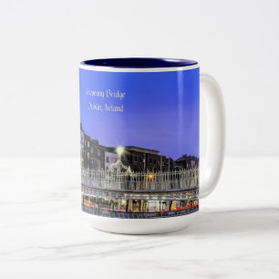Ha'penny Bridge, Dublin, Ireland scenic photograph Two-Tone Coffee Mug