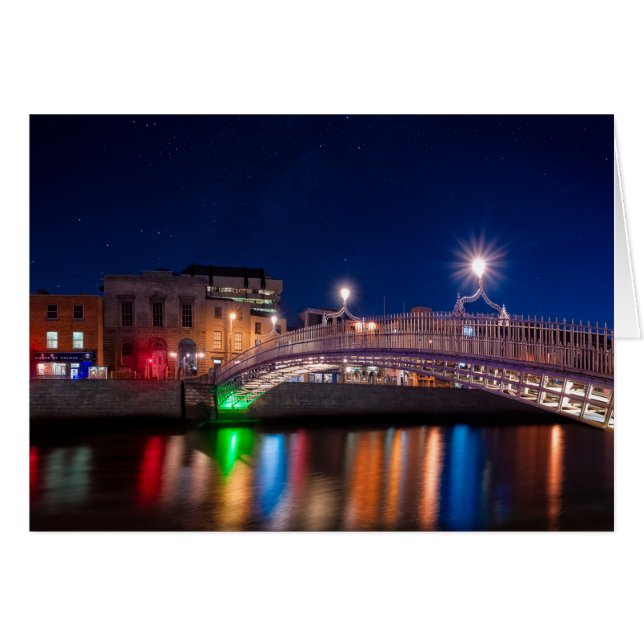 Ha'Penny Bridge Under A Night Sky In Dublin (Front Horizontal)