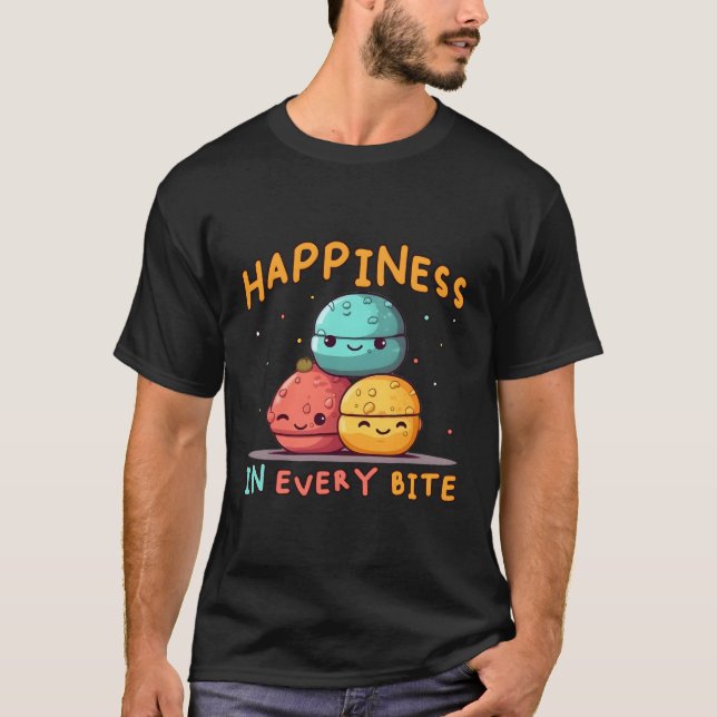 Hapess In Every Bite Macaroon Macaron T-Shirt (Front)