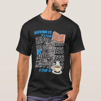 Hapess Is American Shorthair Cats Books Coffee Cat T-Shirt